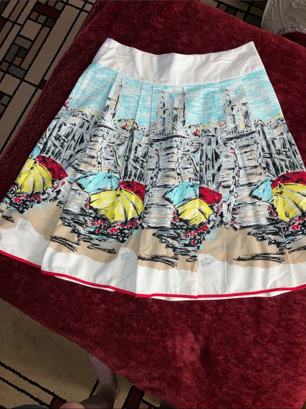 Ashley B Bernardo Women’s Full Cotton Skirt Paris Cafe Print